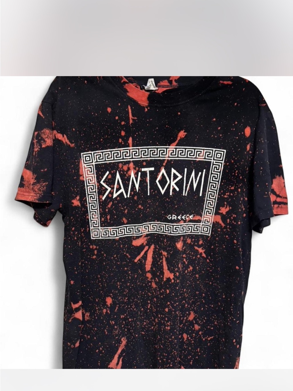 Santorini Graphic Tee - Black with Red Splatter